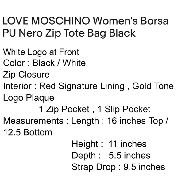🆕 Moschino Love Black Large Tote plus Bonus Twilly